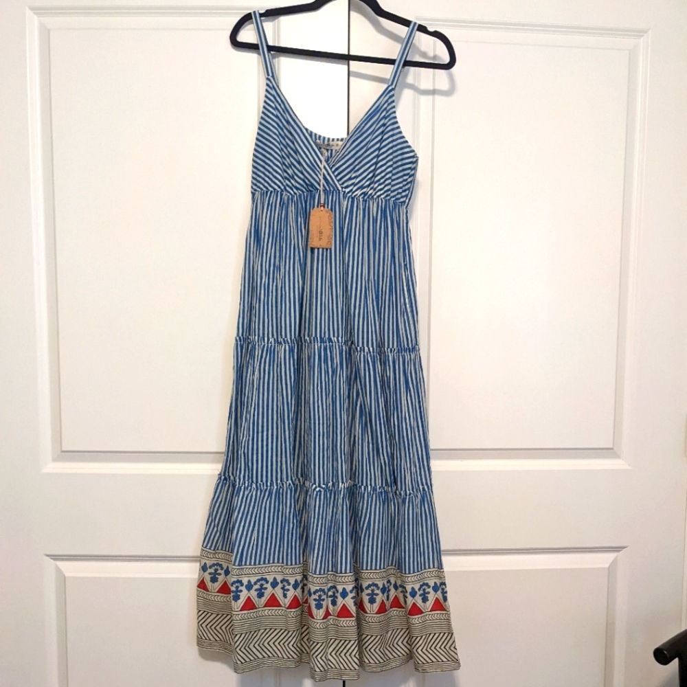 Natural Life M (NWT) blue stripe sleeveless maxi dress